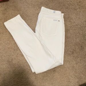 7 for all mankind white skinny jeans in size 27, mid-rise